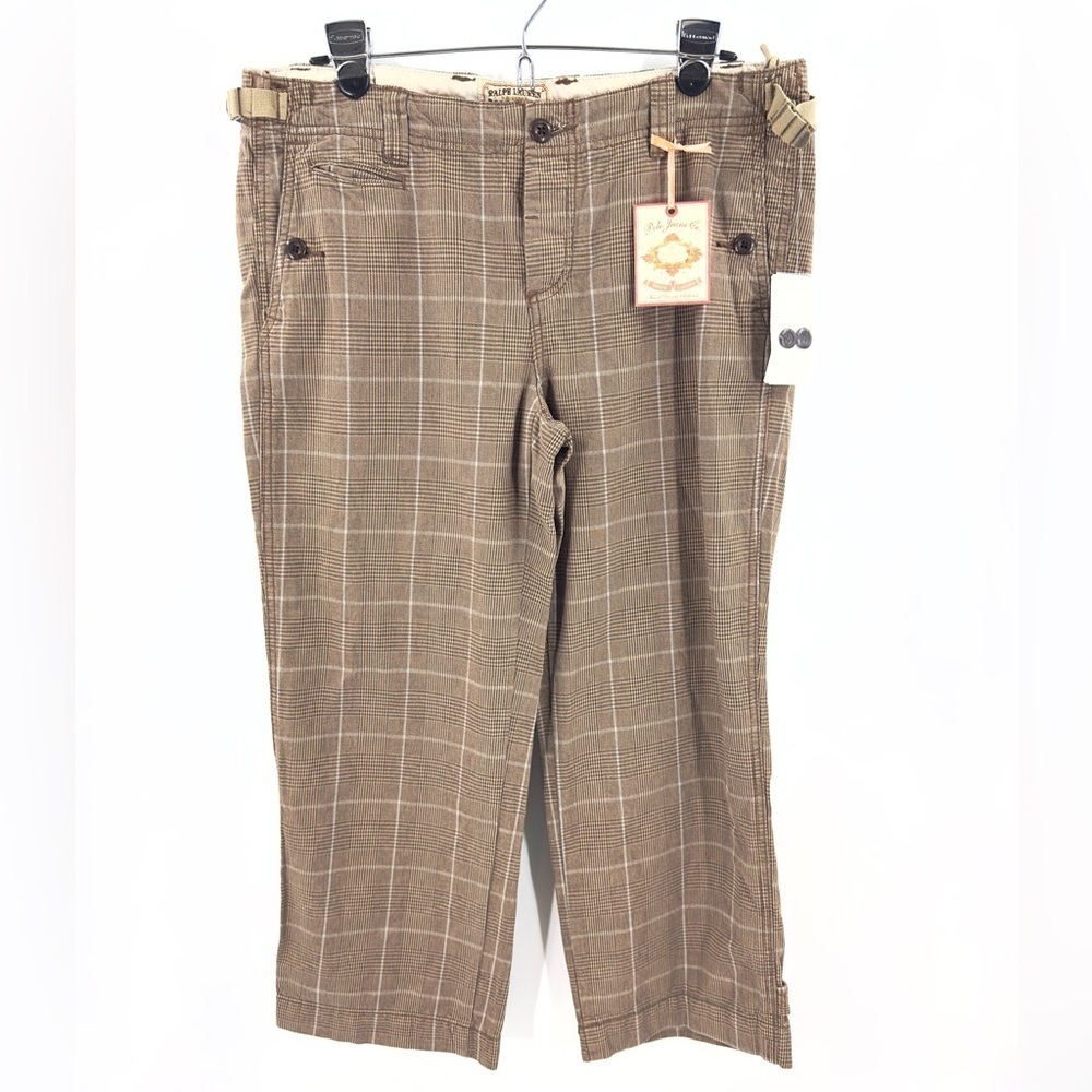 Ralph Lauren Polo Womens Chatwick Plaid Trouser Pants Sz 12 Brown Equestrian NEW